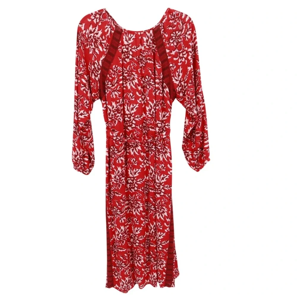 Knox Rose Midi Dress Women XXL Red Boho Hippie Bloomcore Grandmacore Cottagecore